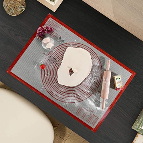 Non-slip Silicone Pastry Mat Extra Large with Measurements 36''By 24'' for Baking Mat, Counter/Dough Rolling/Oven Liner/Fondant/Pie Crust（Red） (Pack of 2) - Image 2