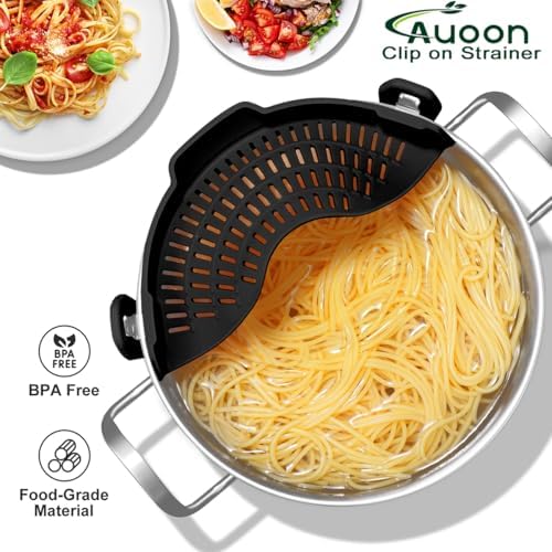 AUOON Pot Strainer Clip on Silicone, Large 10.45 x 4.33 in, Black - Image 2