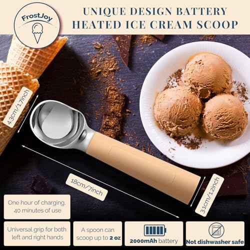 Heated Ice Cream Scoop Rechargeable, Electric Warming Ice Cream Scooper with LED Display, Heats to 158°F for Hard Ice Cream, Easy for Seniors & Kids, IP67 Waterproof (Butter Yellow, 2oz) - Image 5