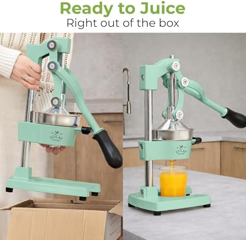 Zulay Kitchen Cast Iron Juicer, Orange Manual Juicer, Citrus Press, Mint - Image 3