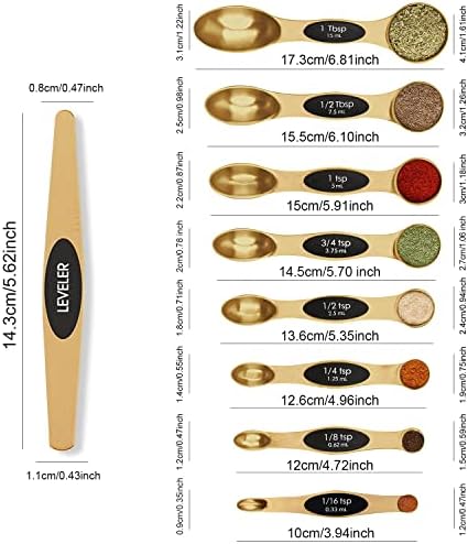 Magnetic Measuring Spoons Set Stainless Steel with Leveler-9pcs Stackable Measuring Cups for Baking-Measuring Cups and Spoon Set Kitchen Gadgets Apartment Essentials Fits in Spice Jars - Image 2