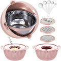 4-1 Colander with Bowl & Spoons Set - Food Strainer with New Upgraded Graters & Spoons - Colanders for kitchen(Patented) - Strainer for Fruit Pasta Veggie, Funny Presents for Women, Pink by Balavina