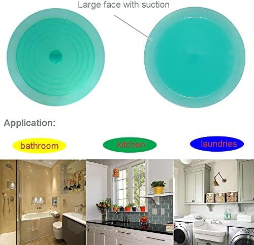 V-TOP Tub Stopper 2 Pack, 6 inches Large Silicone Drain Plug Hair Stopper Flat Suction Cover for Kitchen Bathroom Gadgets and Accessories (Green Transparent) - Image 7