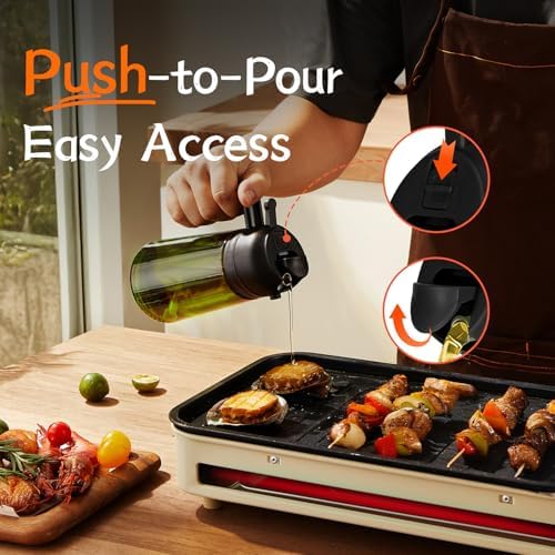 TrendPlain - Original 16oz/470ml Olive Oil Dispenser Bottle for Kitchen Gadgets and Air Fryer Accessories - Olive Oil Sprayer for Cooking w/Stickers - Black&Green - Image 5