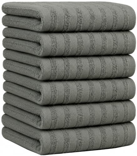Premium Kitchen Towels 6 Pack 100% Cotton, 20"x28" - Anthracite Solid - Image 2