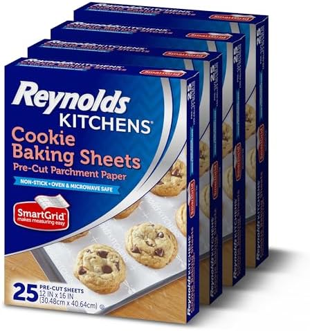 Reynolds Kitchens Parchment Baking Sheets, 25 Sheets (Pack of 4), 100 Total by ReynoldsConsumerProducts
