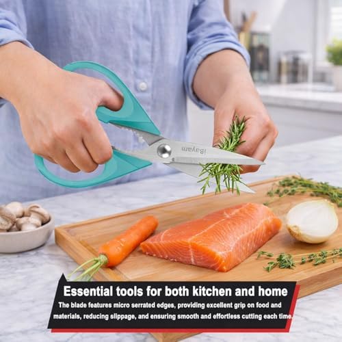 Small Kitchen Scissors 8-inch, iBayam 2 Pack Kitchen Shears All Purpose - Image 4