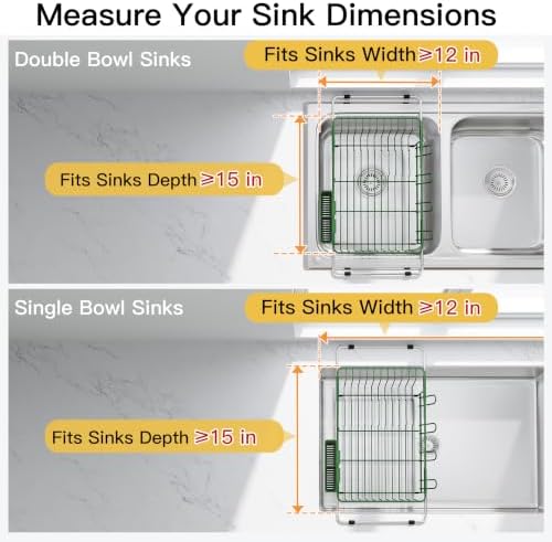 JASIWAY Green Dish Drying Rack in Sink, Dish Drainer with Utensil Holder - Image 3