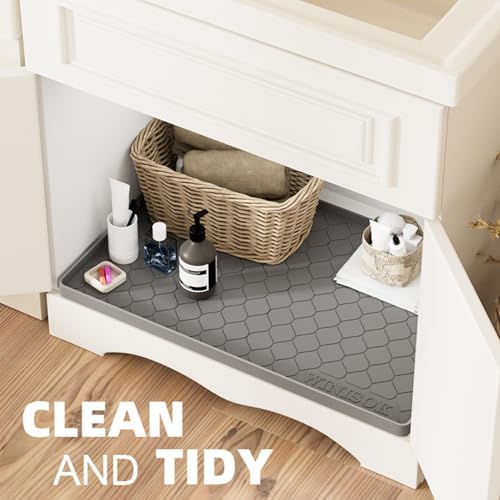 Winisok Waterproof Under Sink Mat 40" x 19", Silicone Mat, Black - Image 4