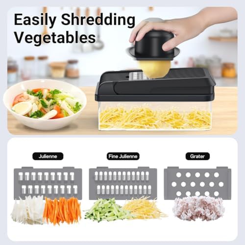 12-in-1 Vegetable Chopper with 7 Blades, Food Veggie Cutter, Mandoline Gray - Image 5