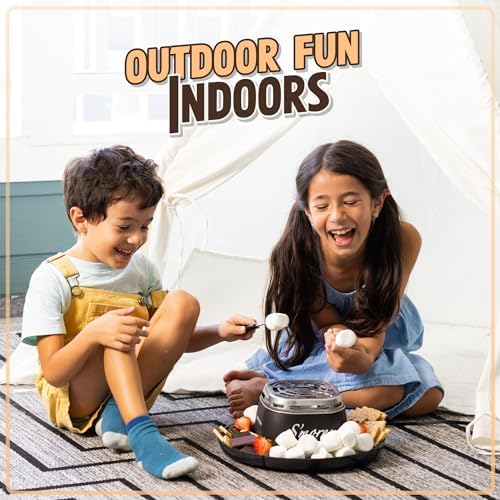 Nostalgia Tabletop Indoor Electric S'mores Maker - Smores Kit With Marshmallow Roasting Sticks and 4 Trays for Graham Crackers, Chocolate, and Marshmallows - Movie Night Supplies - Black - Image 6