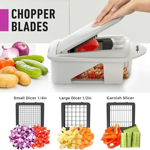 Mueller Pro-Series 12 Blade Vegetable Chopper, Mandoline Slicer and Spiralizer, White/grey - Image 3
