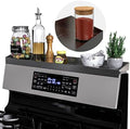 IIIOIIIA Stove Top Magnetic Shelf for Kitchen Organization, 30" Magnetic Spice Rack Over The Stove, 4" Deep Spice Organizer with Border All Around, Brushed Stainless, Black by MOMABROTHERS