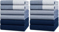 Premium Kitchen Towels (20”x 28”, 12 Pack) | Large Cotton Dish Towels | Flat & Terry Highly Absorbent Kitchen Linen Set with Hanging Loop | Navy Blue by BumbleTowels