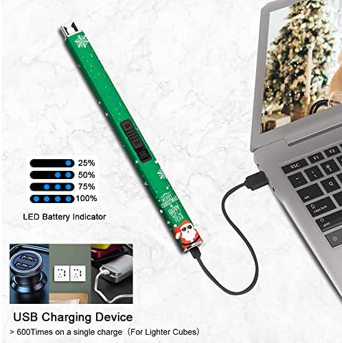 SUPRUS Electric Lighter Arc Windproof Flameless USB Rechargeable Lighter with Safety Lock for Candle BBQ Camping (Christmas Green) - Image 5