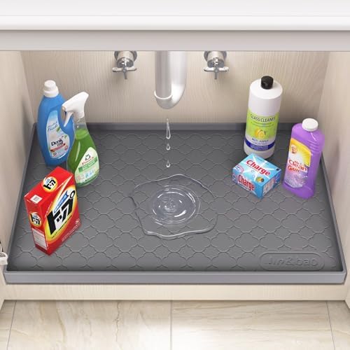 Jin&Bao Under Sink Mat 25" x 22" Waterproof Silicone Cabinet Kitchen Liner - Image 3