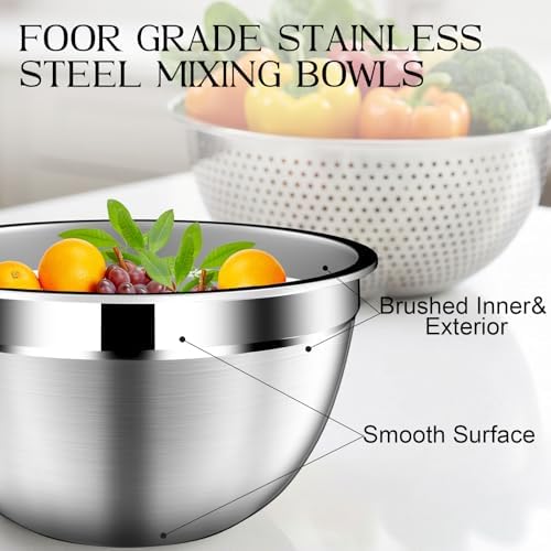 DUTZUN Mixing Bowls with Lids Set of 5, 1.5/2/2.5/3.5/4.5 Qt - Image 5