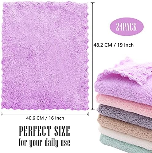 24 Pack Kitchen Dishcloths - Does Not Shed Fluff - Reusable Dish Towels, Dish cloths, Super Absorbent Coral Fleece Cleaning Cloths, Nonstick Oil Washable Fast Drying, 16 x 19 Inch (Multicolor) - Image 2