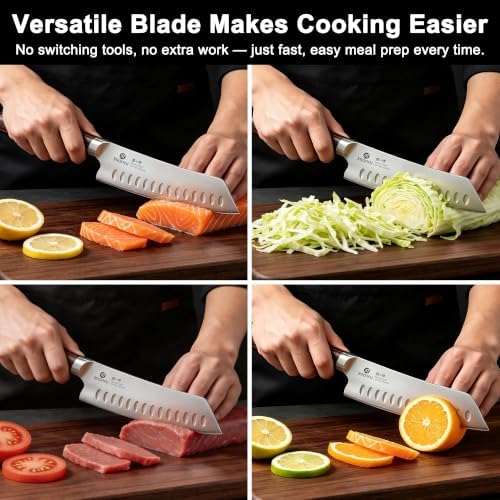 imarku Japanese Santoku Knife 7 Inch, 10Cr15CoMoV 3-Layer Stainless Steel - Image 6