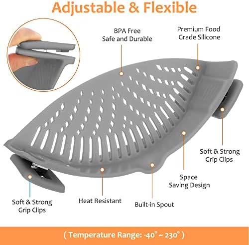 YEVIOR Clip on Strainer for All Pots Pan,Silicone Pasta Strainer - Image 2