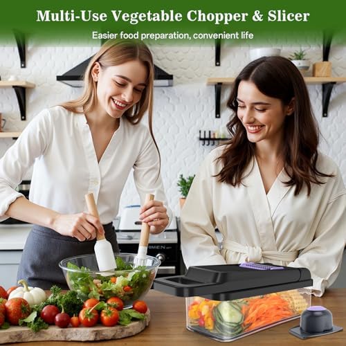 HomeHacks Veggie Chopper Vegetable Cutter, 15 in 1 Kitchen Gadget, Purple - Image 7