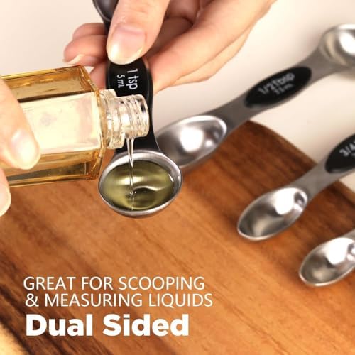 ChefAide Set of 8 Magnetic Measuring Spoons, Stainless Steel, Dual Sided - Image 5