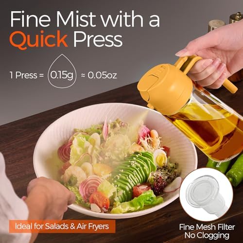 YARRAMATE 16 oz 2-in-1 Glass Olive Oil Sprayer for Cooking, Orange - Image 3