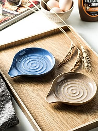 Spoon Rest, Large Ceramic Spoon Holder for Stove Top, Heat-Resistant Cooking Spoon Rest for Kitchen Counter Decor, 5 Inches, Blue - Image 6