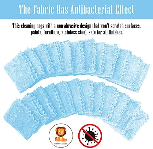 24 Pack Kitchen Dishcloths - Does Not Shed Fluff - Reusable Dish Towels, Dish cloths, Super Absorbent Coral Fleece Cleaning Cloths, Nonstick Oil Washable Fast Drying, 7 x 9 Inch (Aquamarine) - Image 3