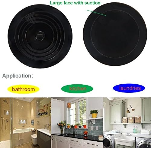 V-TOP Tub Stopper 2 Pack, 6 inches Large Silicone Drain Plug Hair Stopper Flat Suction Cover for Kitchen, Bathroom and Laundry - Image 7