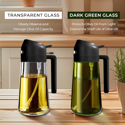 YARRAMATE 4Pcs 16oz/470ml Glass Olive Oil Sprayer Set with Stickers, Kitchen Gadgets, Including 2Pcs Non-Slip Bottle Mat, Cleaning Brush-Aesthetic Ideal Kitchen Gift - Image 3