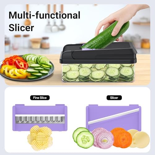 15-in-1 Vegetable Chopper with 10 Blades, Food Veggie Cutter, Purple - Image 7