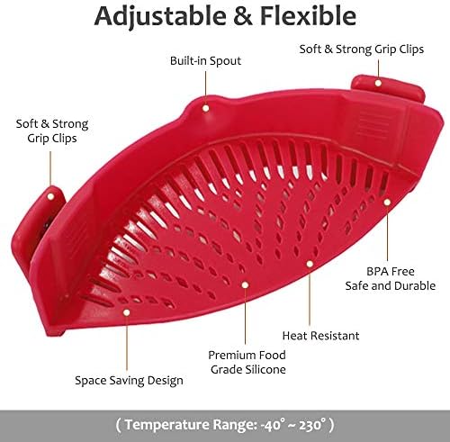 YEVIOR Clip on Strainer for Pots Pan Pasta,Silicone Food Pan Strainer - Image 2