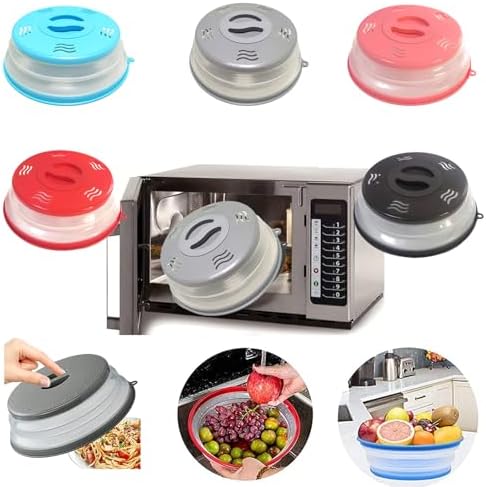 Microwave Splatter Cover Vented for Food, Splatter Guard & Colander Kitchen Gadget for Fruit Vegetables Microwave Plate Cover with Hook Hole,Dishwasher-Safe,BPA-Free Silicone & Plastic (2PACK) - Image 4