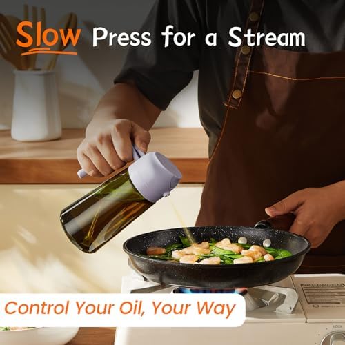 TrendPlain - Original 16oz/470ml Olive Oil Dispenser Bottle for Kitchen Gadgets and Air Fryer Accessories - Olive Oil Sprayer for Cooking w/Stickers - Lilac - Image 4