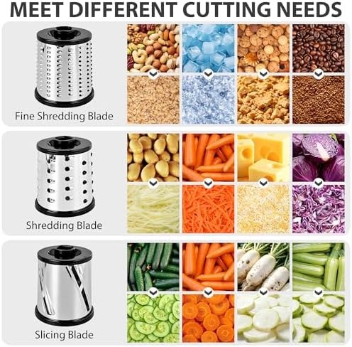 SUSTEAS Rotary Cheese Grater, Cheese Shredder with 3 Interchangeable Blades - Image 5