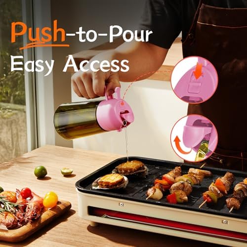TrendPlain - Original 16oz/470ml Olive Oil Dispenser Bottle for Kitchen Gadgets and Air Fryer Accessories - Olive Oil Sprayer for Cooking w/Stickers - Bubblegum - Image 5