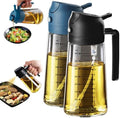 TrendPlain 16oz/470ml Glass Olive Oil Sprayer for Cooking – 2 in 1 Olive Oil Dispenser Bottle for Kitchen Gadgets and Air Fryer Accessories, Salad, BBQ - Black & Navy by TrendPlain