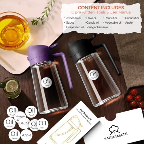 YARRAMATE 16 oz 2-in-1 Glass Olive Oil Sprayer for Cooking, Purple - Image 2