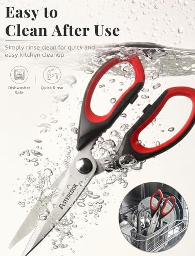 Astercook Kitchen Scissors, 3-Pack Heavy Duty Kitchen Shears with Stainless Steel Blades for Meat, Poultry, Herbs, Vegetables and Packaging, Dishwasher Safe - Image 6