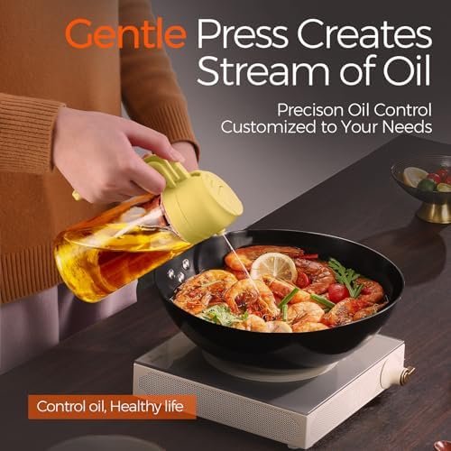YARRAMATE 16oz/470ml Glass Olive Oil Sprayer for Cooking with Stickers, 2 in 1 Oil Dispenser for Kitchen Gadgets, Food Grade Premium Spray Bottle for Salad, Frying, BBQ (Pomelo) - Image 3