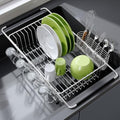 JASIWAY Stainless Steel Dish Drying Rack in Sink with Metal Utensil Holder by JASIWAY