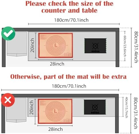 Non-slip Silicone Pastry Mat Extra Large Measurements 28''x 20'' Baking Mat - Image 6