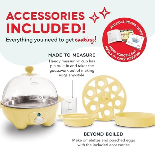 Dash Rapid Egg Cooker - Boiler, Poacher & Steamer - Includes Measuring & Recipe Guide - Dishwasher Safe - Holds 7 Eggs, Yellow - Image 5