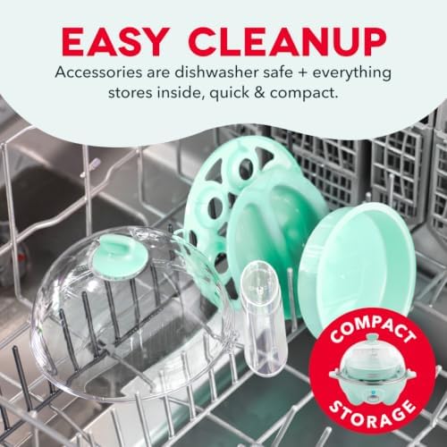 Dash Rapid Egg Cooker, 7 Eggs, Hard Boiled, Poached & Omelettes, Aqua - Image 6