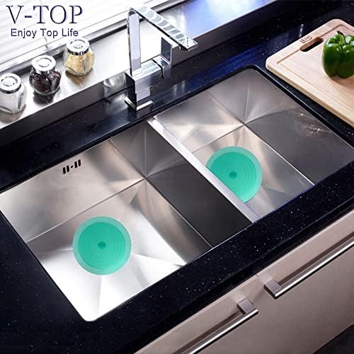 V-TOP Tub Stopper 2 Pack, 6 inches Large Silicone Drain Plug Hair Stopper Flat Suction Cover for Kitchen Bathroom Gadgets and Accessories (Green Transparent) - Image 2