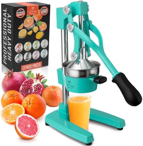 Zulay Kitchen Cast Iron Juicer, Orange Manual Juicer, Citrus Press, Teal by ZulayKitchen