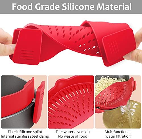 YEVIOR Clip on Strainer for Pots Pan Pasta,Silicone Food Pan Strainer - Image 4