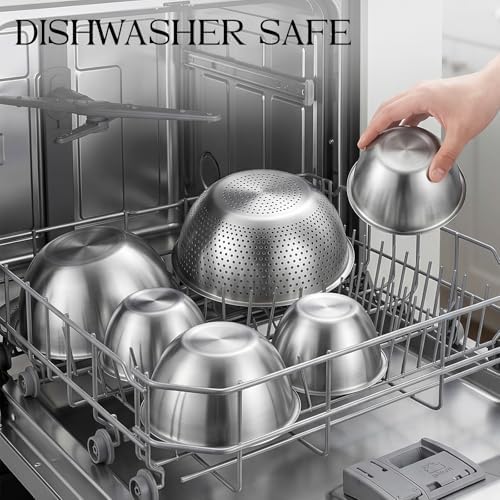 DUTZUN Kitchen Gadgets, Stainless Steel Mixing Bowls & Colander Strainer - Image 6