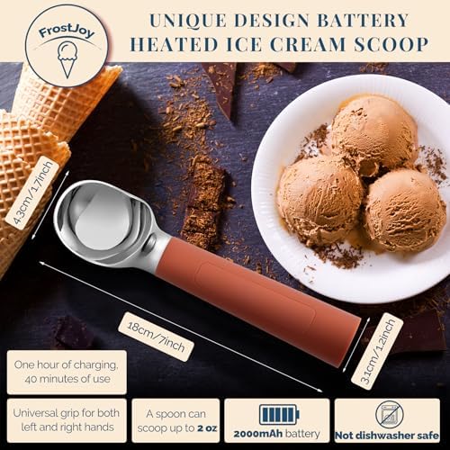 Heated Ice Cream Scoop Rechargeable, Electric Warming Ice Cream Scooper with LED Display, Heats to 158°F for Hard Ice Cream, Easy for Seniors & Kids, IP67 Waterproof (Mocha Brown, 2oz) - Image 5